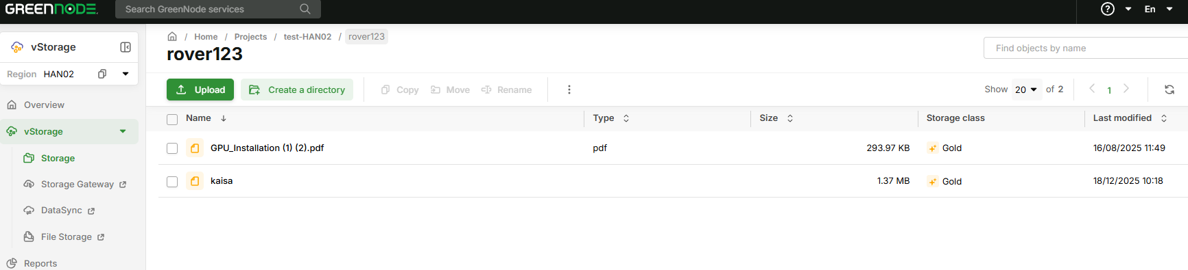 File upload thành công trên portal vStorage